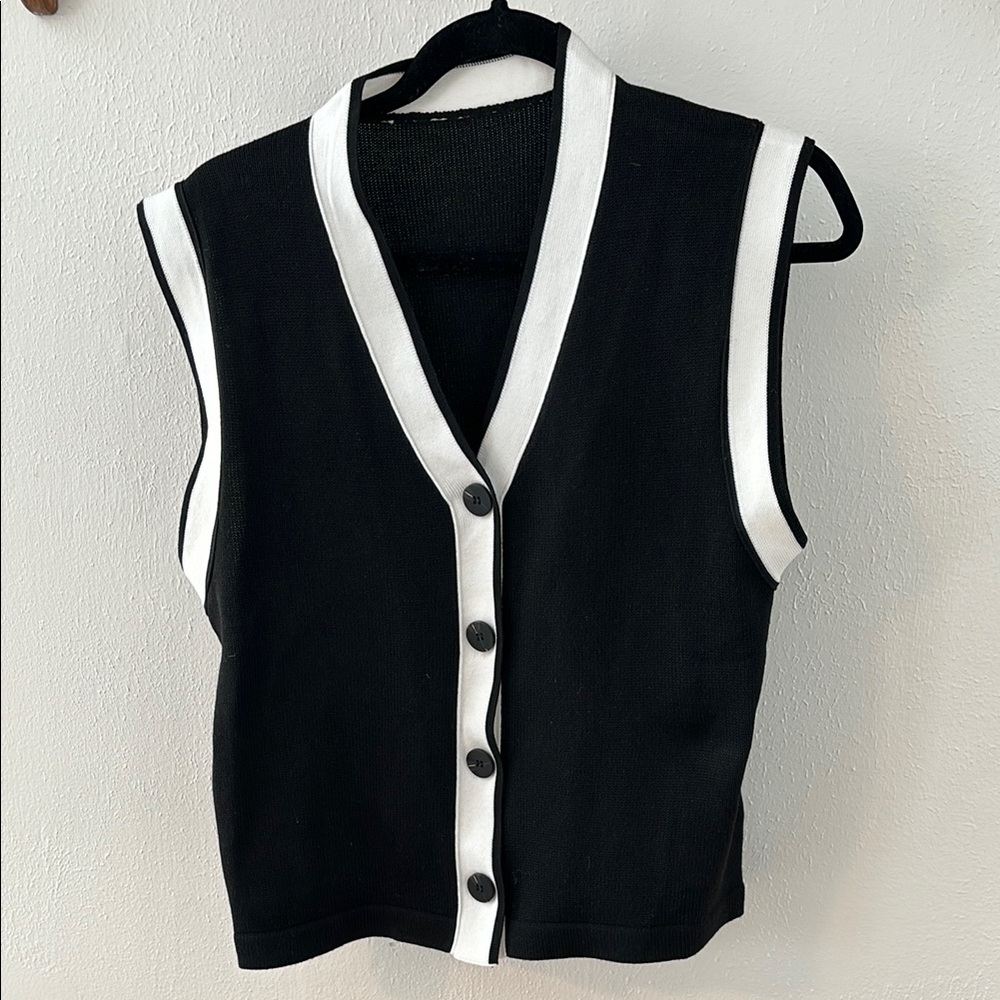 Chic Black and White Button-Up Vest